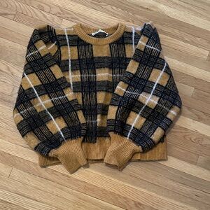 Zara Plaid Women's Sweater - Mustard and Black